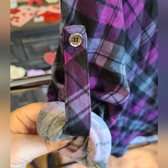 Adorable purple plaid zip-up tunic 3X - Picture 6 of 6